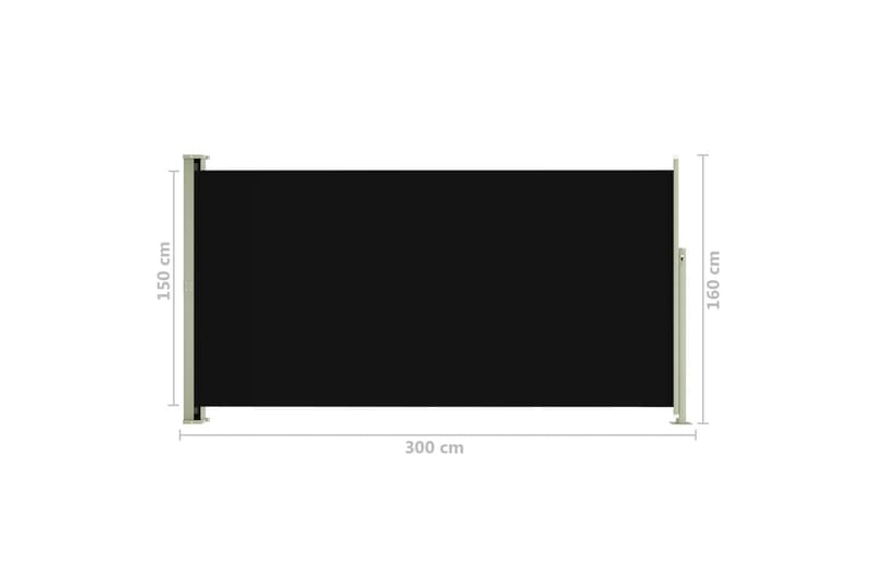 Uttrekkbar sidemarkise 160x300 cm svart - Svart - Hagemøbler - Solbeskyttelse - Markiser - Balkongmarkise