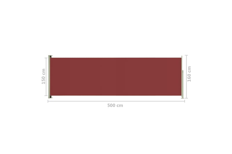 Uttrekkbar sidemarkise 160x500 cm rød - Rød - Hagemøbler - Solbeskyttelse - Markiser - Balkongmarkise