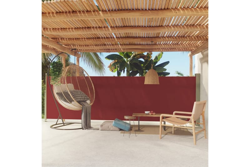 Uttrekkbar sidemarkise 160x500 cm rød - Rød - Hagemøbler - Solbeskyttelse - Markiser - Balkongmarkise