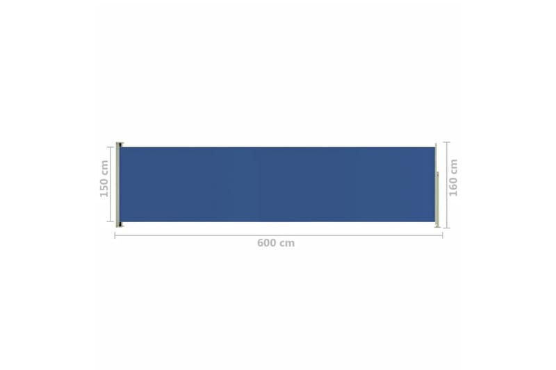 Uttrekkbar sidemarkise 160x600 cm blå - Blå - Hagemøbler - Solbeskyttelse - Markiser - Balkongmarkise