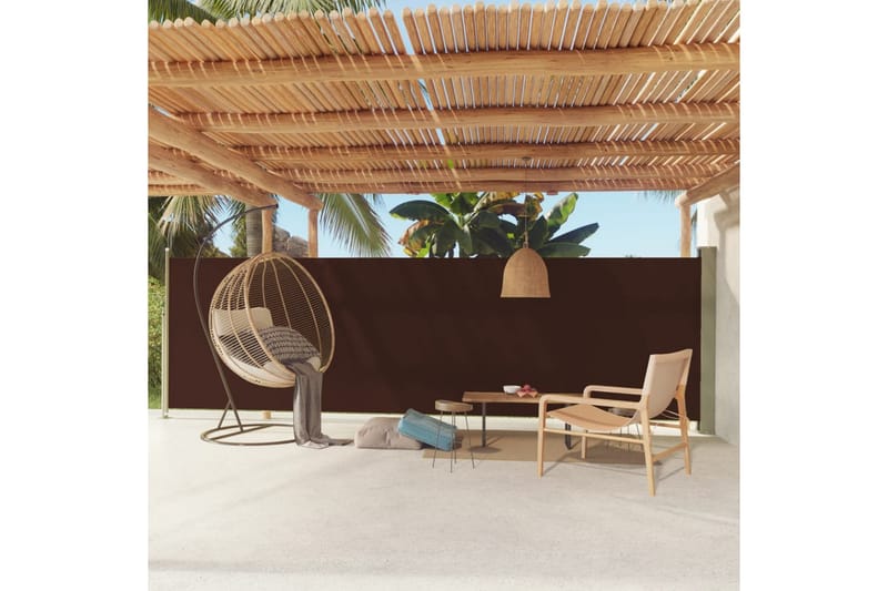 Uttrekkbar sidemarkise 160x600 cm brun - Brun - Hagemøbler - Solbeskyttelse - Markiser - Balkongmarkise