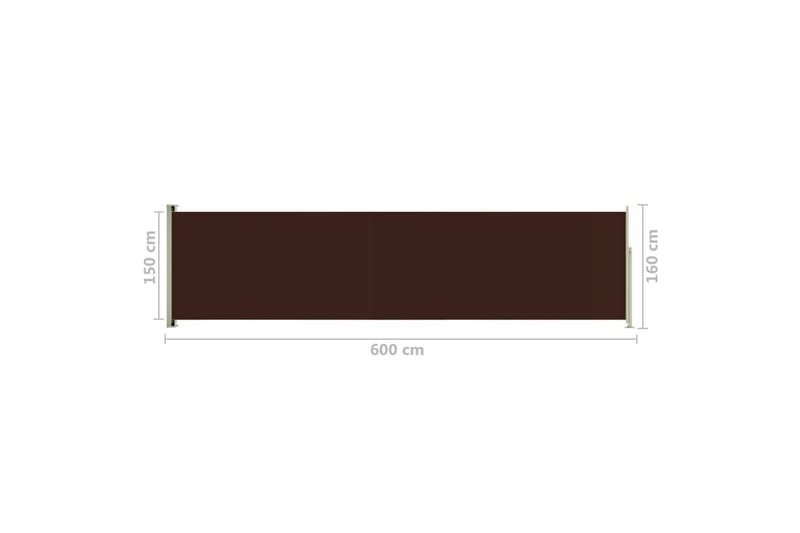 Uttrekkbar sidemarkise 160x600 cm brun - Brun - Hagemøbler - Solbeskyttelse - Markiser - Balkongmarkise