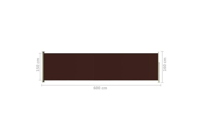 Uttrekkbar sidemarkise 160x600 cm brun - Brun - Balkongmarkise - Markiser - Sidemarkise - Balkongbeskyttelse