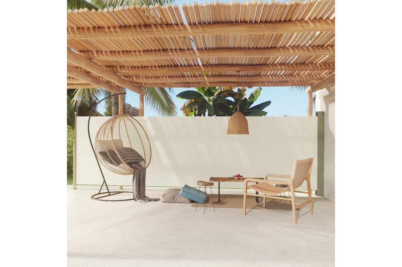 Uttrekkbar sidemarkise 160x600 cm kremhvit - Krem - Hagemøbler - Solbeskyttelse - Markiser - Balkongmarkise