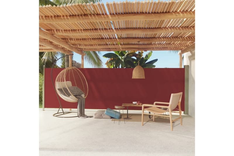 Uttrekkbar sidemarkise 160x600 cm rød - Rød - Hagemøbler - Solbeskyttelse - Markiser - Balkongmarkise