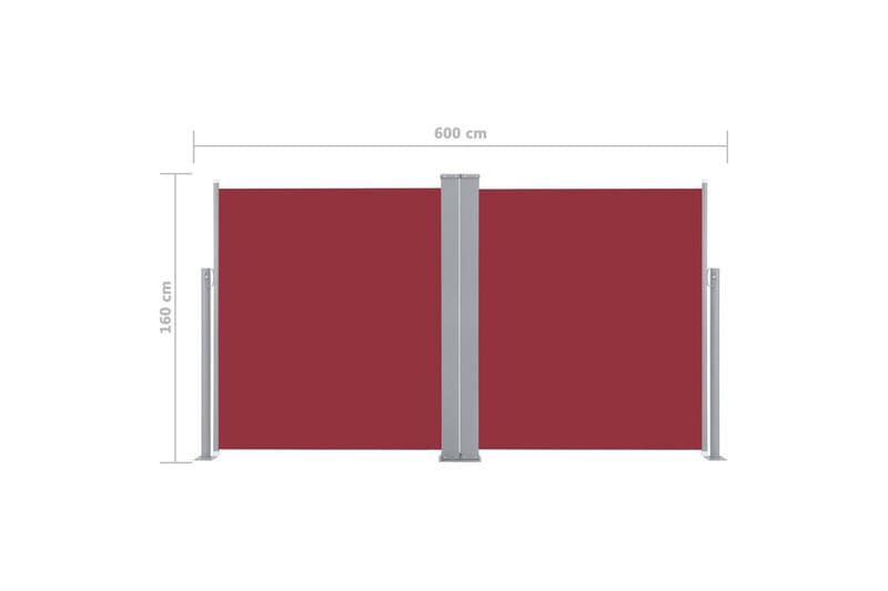 Uttrekkbar sidemarkise 160x600 cm rød - Balkongmarkise - Markiser - Sidemarkise - Balkongbeskyttelse