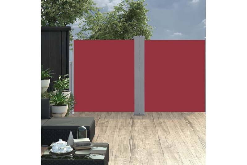 Uttrekkbar sidemarkise 160x600 cm rød - Hagemøbler - Solbeskyttelse - Markiser - Balkongmarkise