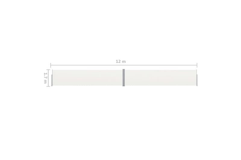 Uttrekkbar sidemarkise 170x1200 cm kremhvit - Krem - Hagemøbler - Solbeskyttelse - Markiser - Balkongmarkise