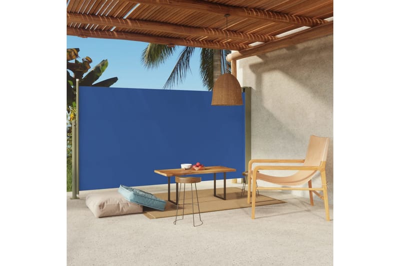 Uttrekkbar sidemarkise 170x300 cm blå - Blå - Hagemøbler - Solbeskyttelse - Markiser - Balkongmarkise