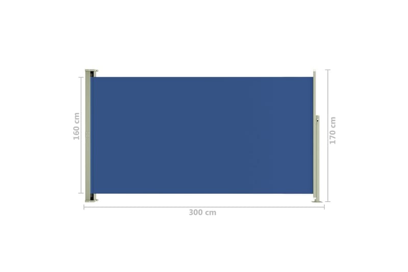 Uttrekkbar sidemarkise 170x300 cm blå - Blå - Hagemøbler - Solbeskyttelse - Markiser - Balkongmarkise