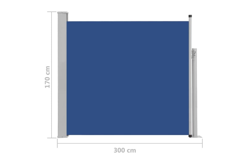 Uttrekkbar sidemarkise 170x300 cm blå - Hagemøbler - Solbeskyttelse - Markiser - Balkongmarkise