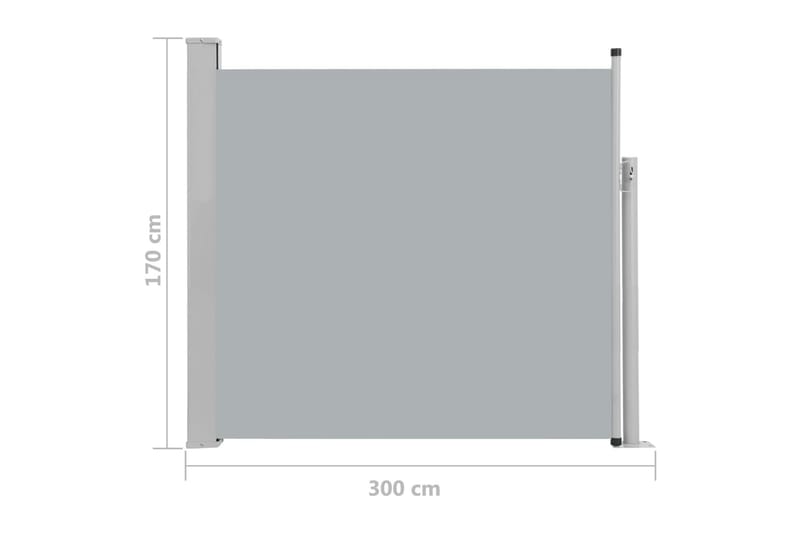 Uttrekkbar sidemarkise 170x300 cm grå - Hagemøbler - Solbeskyttelse - Markiser - Balkongmarkise