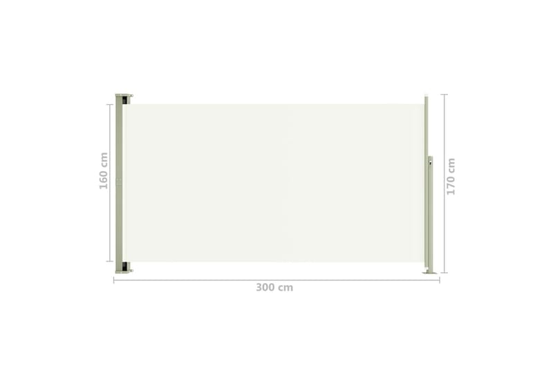 Uttrekkbar sidemarkise 170x300 cm kremhvit - Krem - Balkongmarkise - Markiser - Sidemarkise - Balkongbeskyttelse