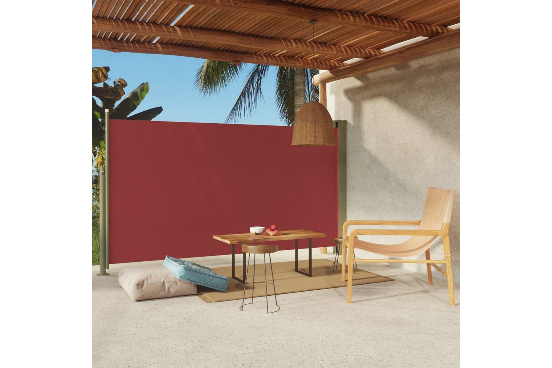 Uttrekkbar sidemarkise 170x300 cm rød - Rød - Hagemøbler - Solbeskyttelse - Markiser - Balkongmarkise