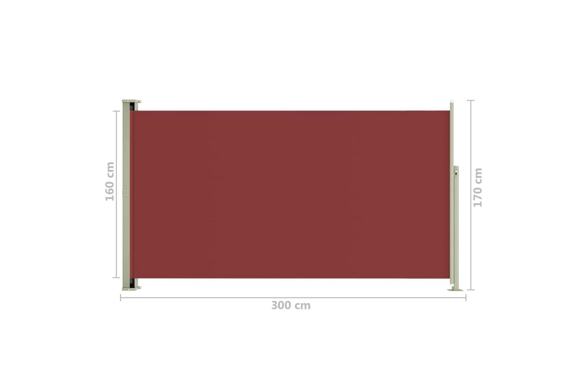 Uttrekkbar sidemarkise 170x300 cm rød - Rød - Hagemøbler - Solbeskyttelse - Markiser - Balkongmarkise