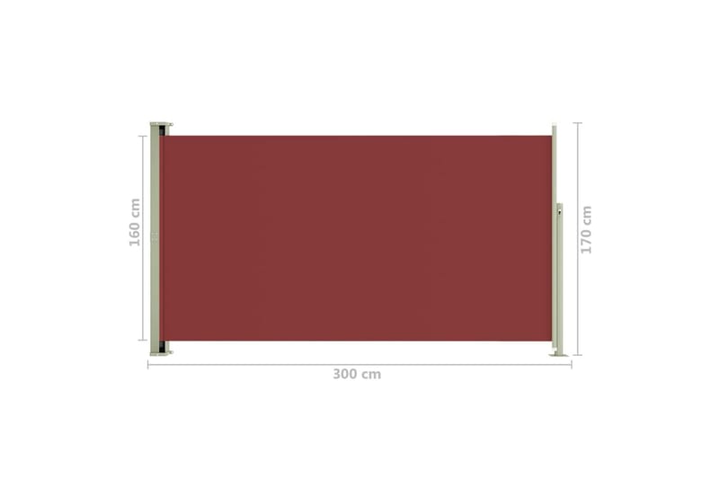 Uttrekkbar sidemarkise 170x300 cm rød - Rød - Hagemøbler - Solbeskyttelse - Markiser - Balkongmarkise