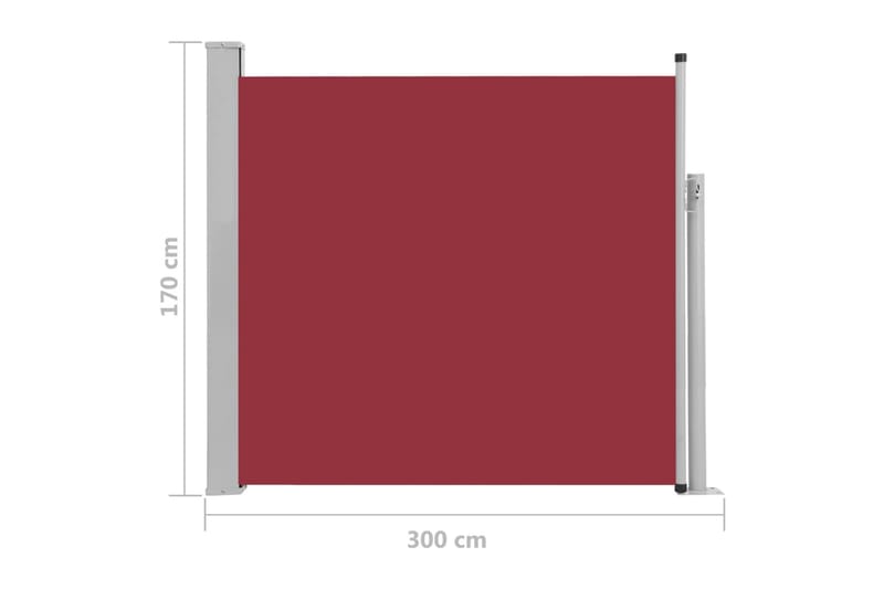 Uttrekkbar sidemarkise 170x300 cm rød - Hagemøbler - Solbeskyttelse - Markiser - Balkongmarkise