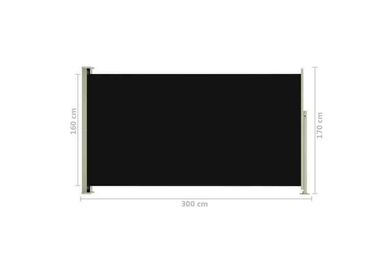Uttrekkbar sidemarkise 170x300 cm svart - Svart - Balkongmarkise - Markiser - Sidemarkise - Balkongbeskyttelse