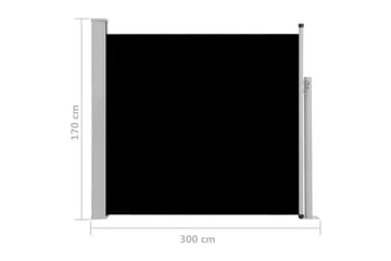 Uttrekkbar sidemarkise 170x300 cm svart - Hagemøbler - Solbeskyttelse - Markiser - Balkongmarkise
