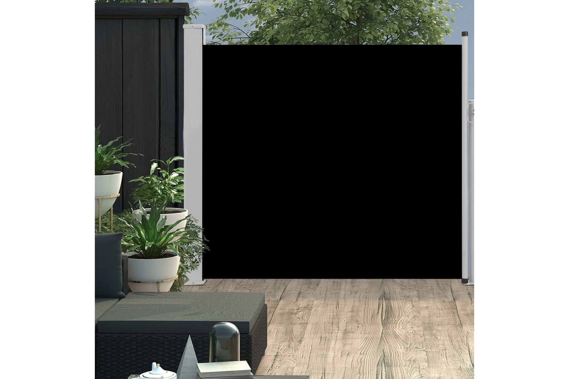 Uttrekkbar sidemarkise 170x300 cm svart - Hagemøbler - Solbeskyttelse - Markiser - Balkongmarkise