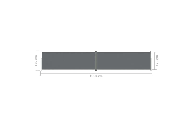 Uttrekkbar sidemarkise 180x1000 cm antrasitt - Antrasittgrå - Hagemøbler - Solbeskyttelse - Markiser - Balkongmarkise