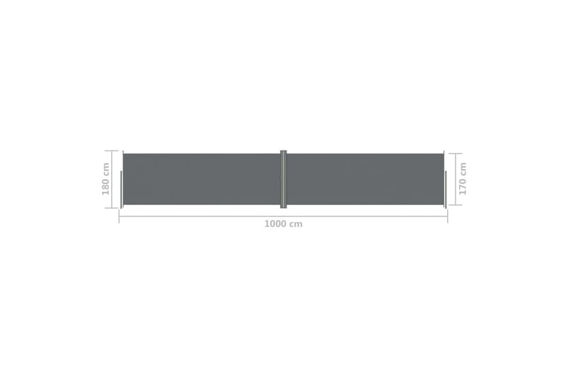 Uttrekkbar sidemarkise 180x1000 cm antrasitt - Antrasittgrå - Balkongmarkise - Markiser - Sidemarkise - Balkongbeskyttelse