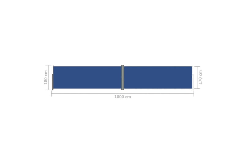 Uttrekkbar sidemarkise 180x1000 cm blå - Blå - Balkongmarkise - Markiser - Sidemarkise - Balkongbeskyttelse