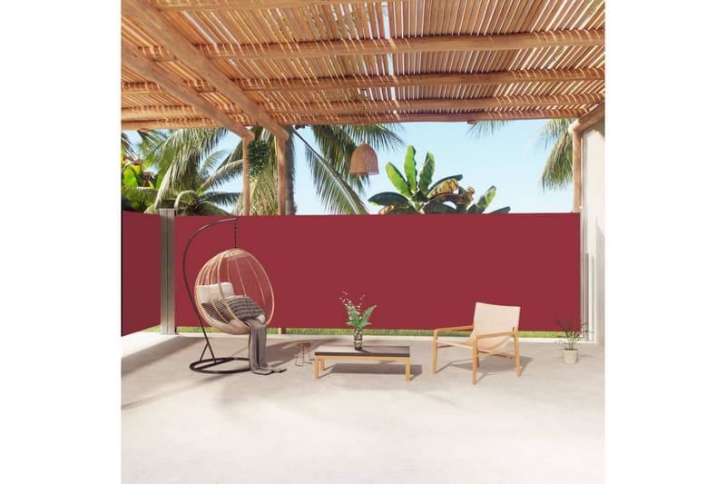 Uttrekkbar sidemarkise 180x1000 cm rød - Rød - Hagemøbler - Solbeskyttelse - Markiser - Balkongmarkise