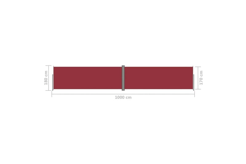 Uttrekkbar sidemarkise 180x1000 cm rød - Rød - Hagemøbler - Solbeskyttelse - Markiser - Balkongmarkise