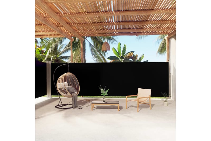 Uttrekkbar sidemarkise 180x1000 cm svart - Svart - Hagemøbler - Solbeskyttelse - Markiser - Balkongmarkise
