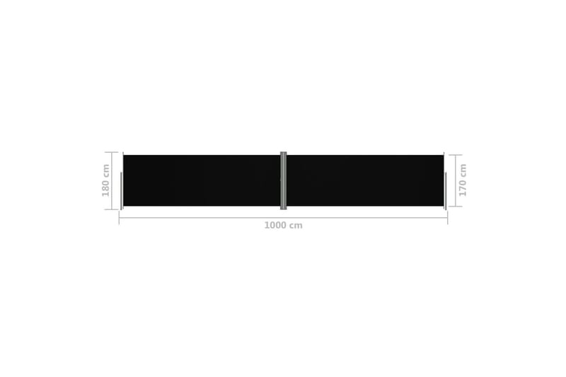 Uttrekkbar sidemarkise 180x1000 cm svart - Svart - Hagemøbler - Solbeskyttelse - Markiser - Balkongmarkise