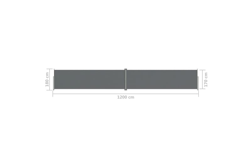 Uttrekkbar sidemarkise 180x1200 cm antrasitt - Antrasittgrå - Hagemøbler - Solbeskyttelse - Markiser - Balkongmarkise