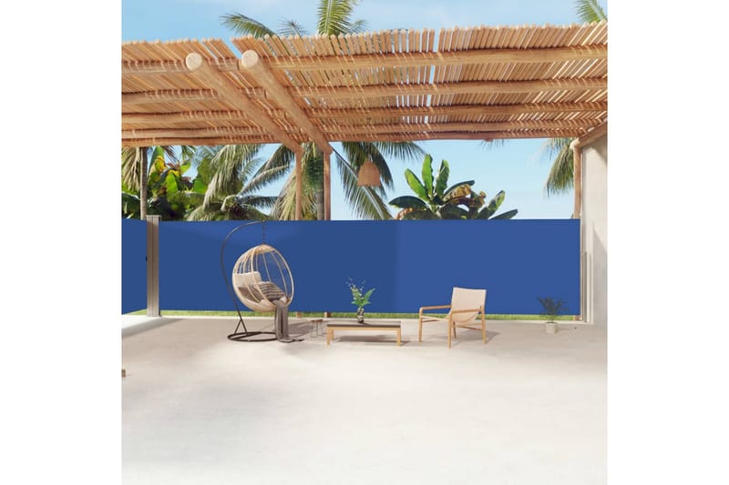 Uttrekkbar sidemarkise 180x1200 cm blå - Blå - Hagemøbler - Solbeskyttelse - Markiser - Balkongmarkise