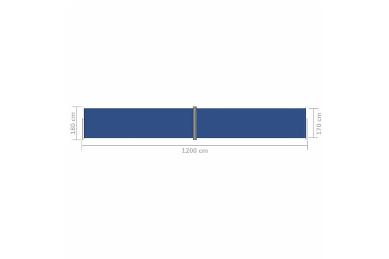 Uttrekkbar sidemarkise 180x1200 cm blå - Blå - Balkongmarkise - Markiser - Sidemarkise - Balkongbeskyttelse