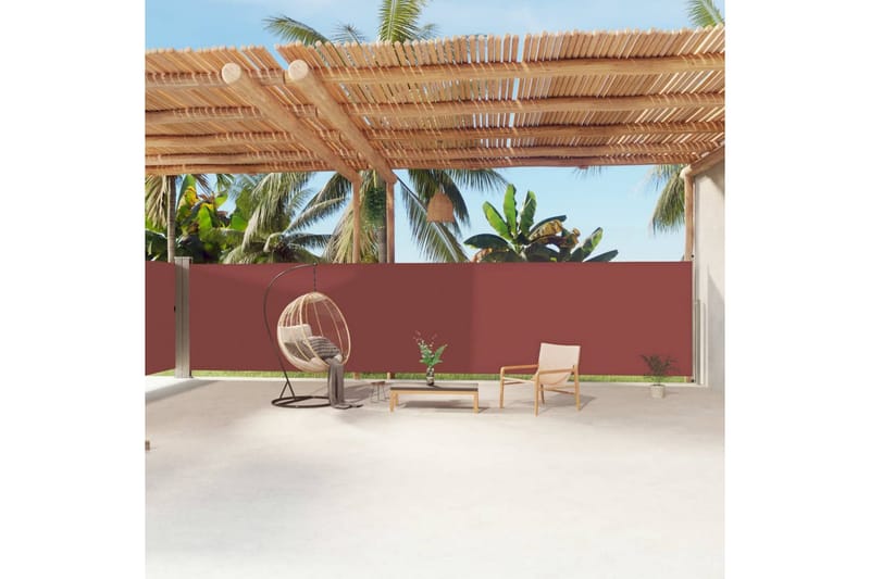 Uttrekkbar sidemarkise 180x1200 cm brun - Brun - Hagemøbler - Solbeskyttelse - Markiser - Balkongmarkise