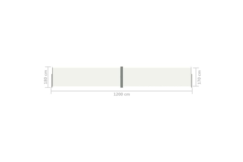 Uttrekkbar sidemarkise 180x1200 cm kremhvit - Krem - Hagemøbler - Solbeskyttelse - Markiser - Balkongmarkise