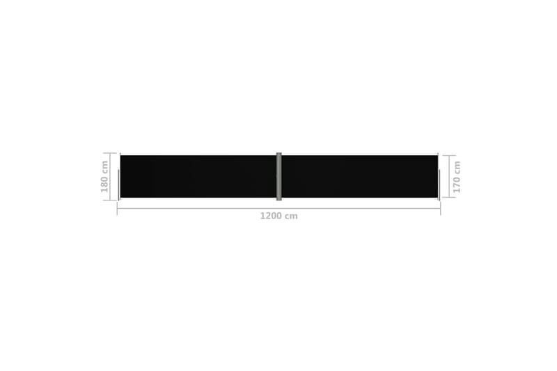 Uttrekkbar sidemarkise 180x1200 cm svart - Svart - Hagemøbler - Solbeskyttelse - Markiser - Balkongmarkise