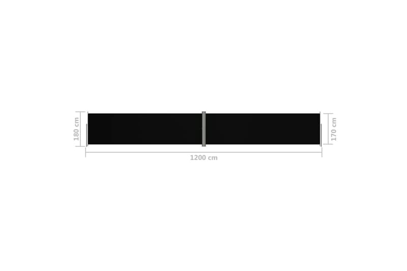 Uttrekkbar sidemarkise 180x1200 cm svart - Svart - Balkongmarkise - Markiser - Sidemarkise - Balkongbeskyttelse