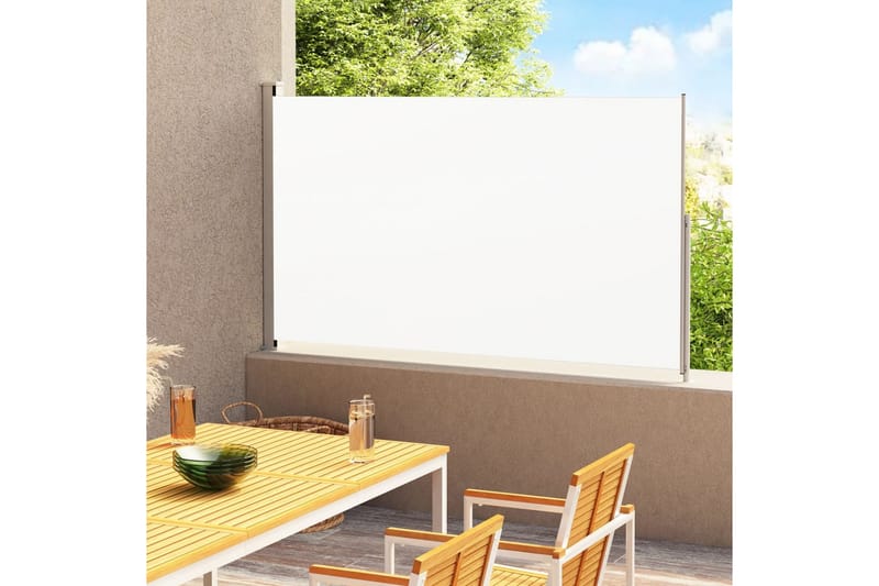 Uttrekkbar sidemarkise 180x300 cm kremhvit - Krem - Hagemøbler - Solbeskyttelse - Markiser - Balkongmarkise