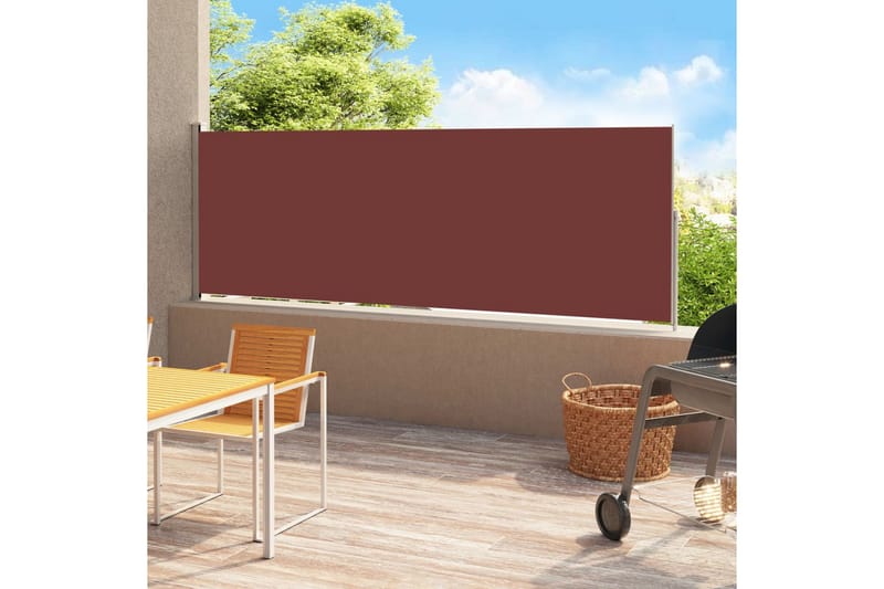 Uttrekkbar sidemarkise 180x500 cm brun - Brun - Balkongmarkise - Markiser - Sidemarkise - Balkongbeskyttelse