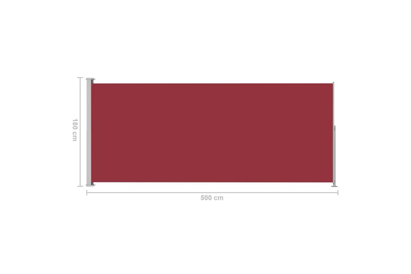 Uttrekkbar sidemarkise 180x500 cm rød - Rød - Hagemøbler - Solbeskyttelse - Markiser - Balkongmarkise