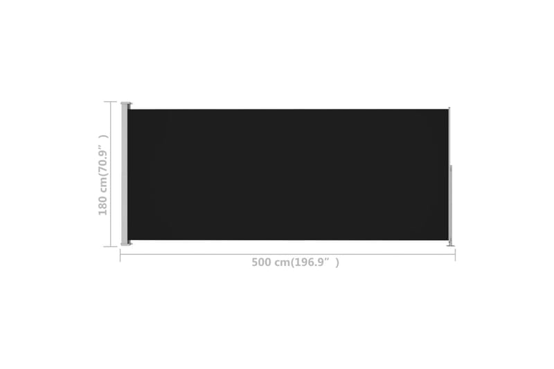 Uttrekkbar sidemarkise 180x500 cm svart - Svart - Balkongmarkise - Markiser - Sidemarkise - Balkongbeskyttelse