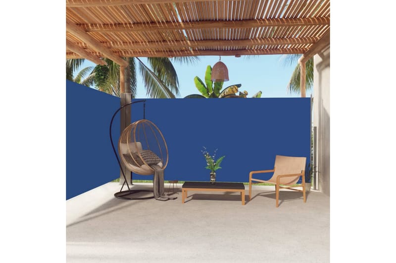 Uttrekkbar sidemarkise 180x600 cm blå - Blå - Hagemøbler - Solbeskyttelse - Markiser - Balkongmarkise