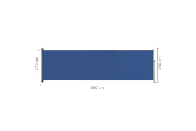 Uttrekkbar sidemarkise 180x600 cm blå - Blå - Hagemøbler - Solbeskyttelse - Markiser - Balkongmarkise
