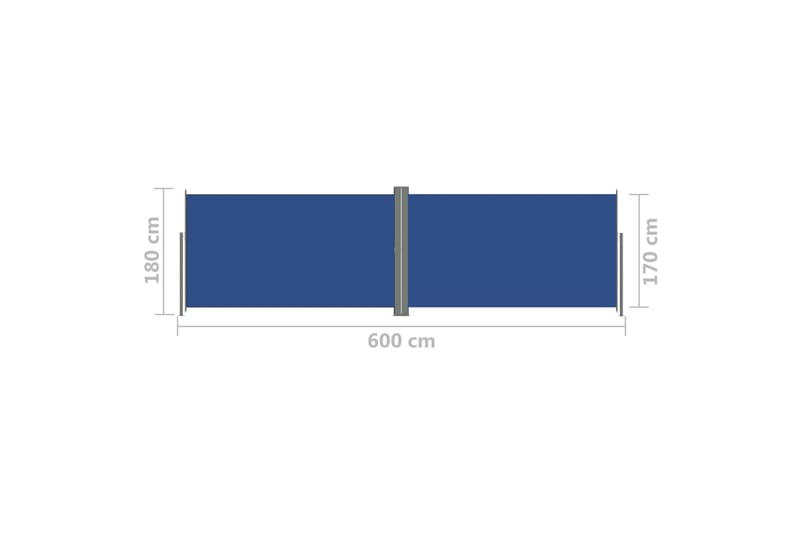 Uttrekkbar sidemarkise 180x600 cm blå - Blå - Hagemøbler - Solbeskyttelse - Markiser - Balkongmarkise