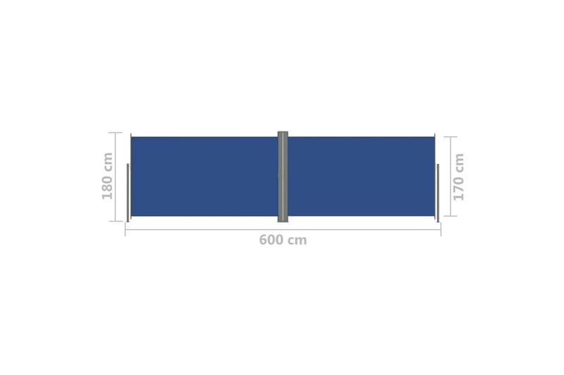 Uttrekkbar sidemarkise 180x600 cm blå - Blå - Markiser - Balkongmarkise - Balkongbeskyttelse - Sidemarkise