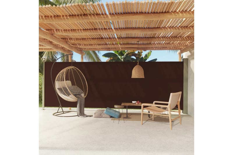 Uttrekkbar sidemarkise 180x600 cm brun - Brun - Hagemøbler - Solbeskyttelse - Markiser - Balkongmarkise
