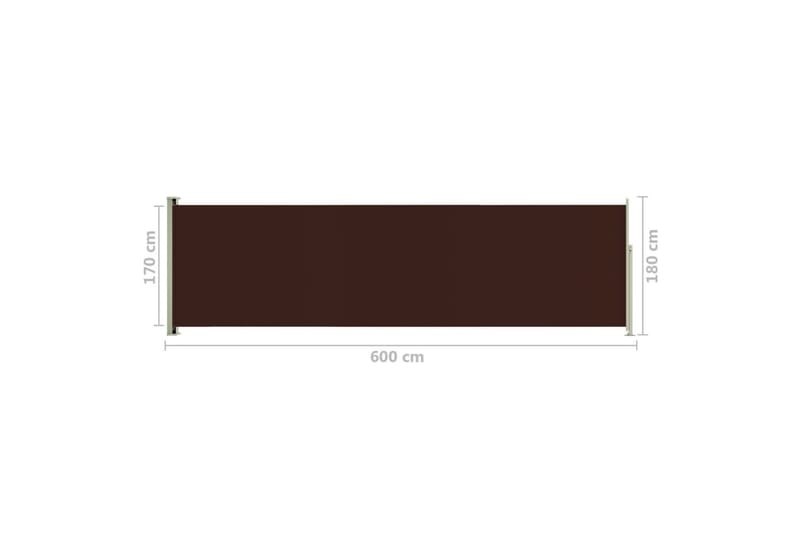 Uttrekkbar sidemarkise 180x600 cm brun - Brun - Balkongmarkise - Markiser - Sidemarkise - Balkongbeskyttelse