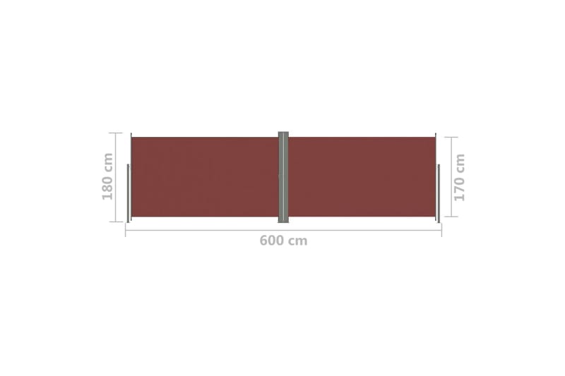 Uttrekkbar sidemarkise 180x600 cm brun - Brun - Hagemøbler - Solbeskyttelse - Markiser - Balkongmarkise