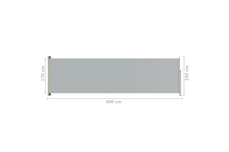 Uttrekkbar sidemarkise 180x600 cm grå - Grå - Hagemøbler - Solbeskyttelse - Markiser - Balkongmarkise